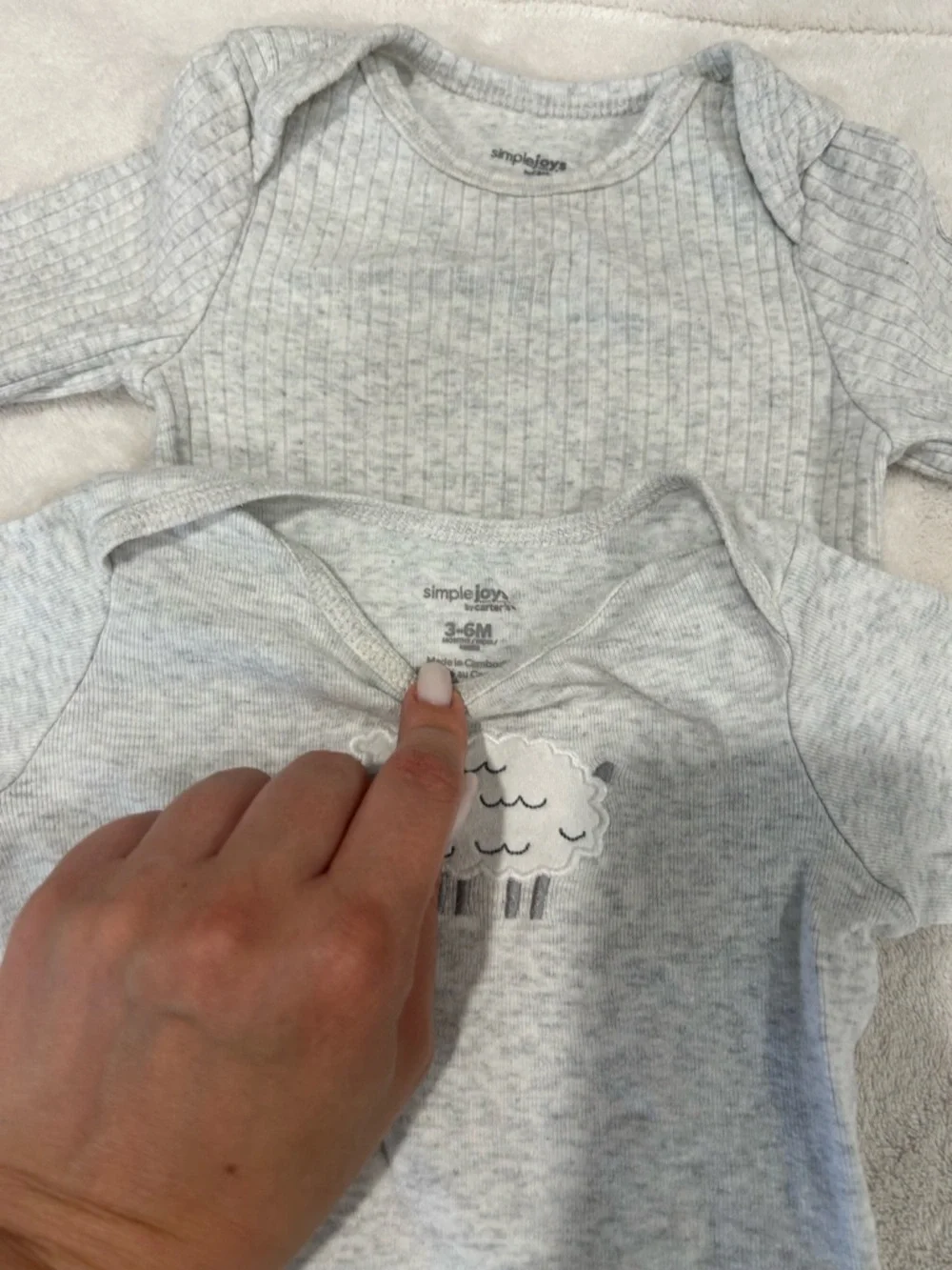 2-Pack Baby Long Sleeve Bodysuits 3–6M | Simple Joys by Carter’s Gray Neutral